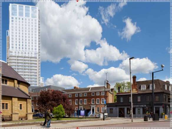 Tower proposed by developers on Ram Brewery site.